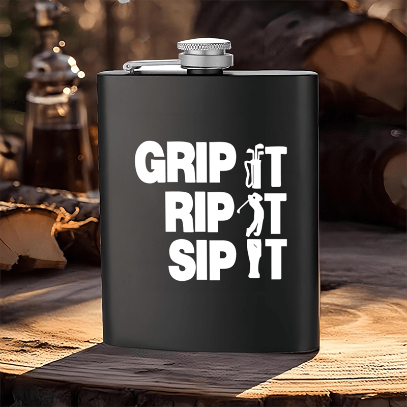 JIT 8oz Stainless Steel Flask - Golf Themed