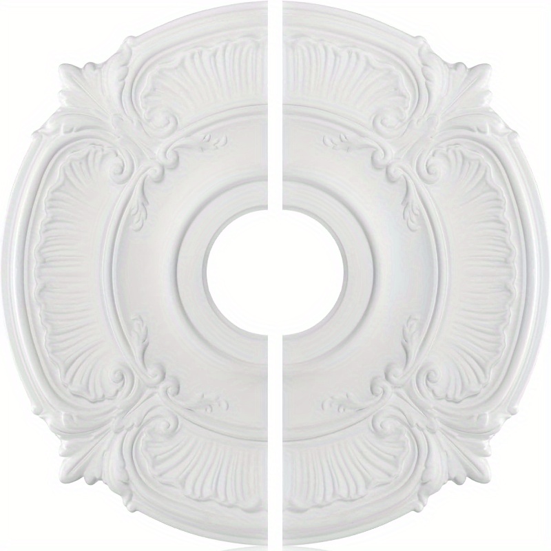 E-shop 1 Elegante weiße PU Deckendekoration Scheibe, 41,7 cm, geeignet für Kronleuchter, Deckenventilatoren und Leuchten - Klassische dekorative