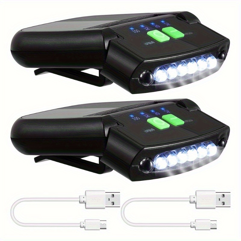 

2pcs Led Clip On Cap Lights, Usb Rechargeable Flashlight, Ultra Bright Hands-free Cap Lights, Suitable For Fishing, Camping, And Manual Operations