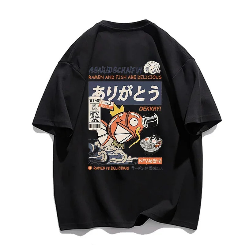 

Summer Japanese-style Harajuku Shirt Cotton Anime O Neck T-shirt Short Sleeve Fashion Unisex Oversized Men's And Women's Tees