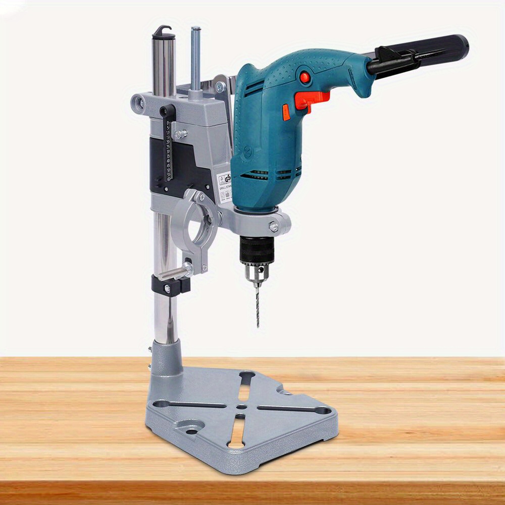 

| Adjustable Portable Drill Press Stand - Sturdy Aluminum & Iron Bench Clamp Holder With Base, 0-60mm Drilling , Easy For Diy & Professional Use, Drill Accessories