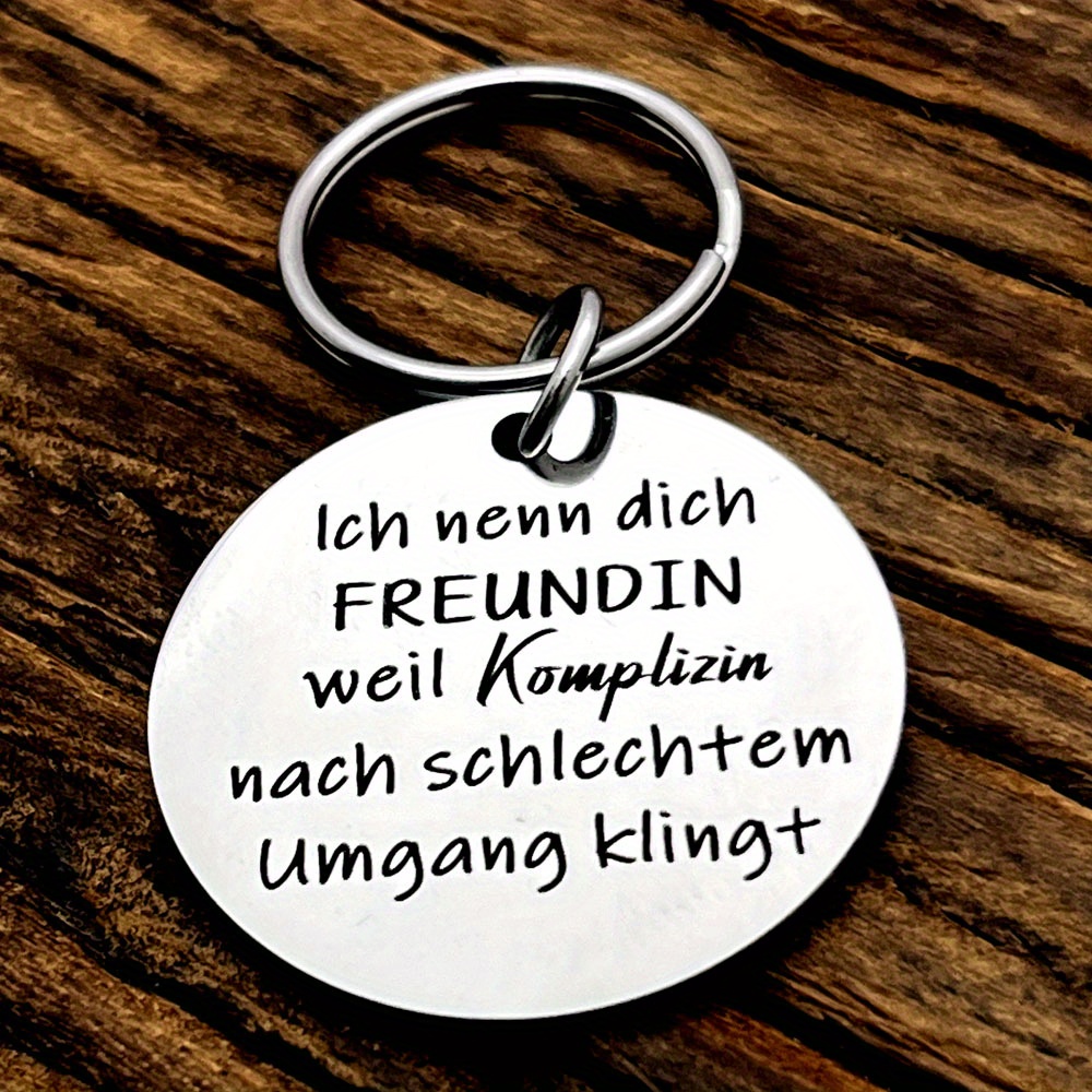 Funny Christmas Friendship Keychain For Women - Stainless Steel Circle Keyring With Letter Design - Best Friend Gift - Christmas Present For Bff