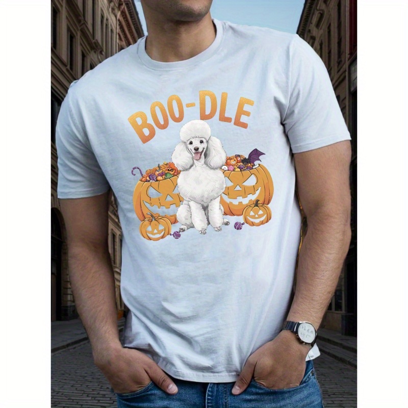 

Poodle Boo Dle Lovely Pattern Print Tee Shirt, Tees For Men, Casual Short Sleeve T-shirt For Summer