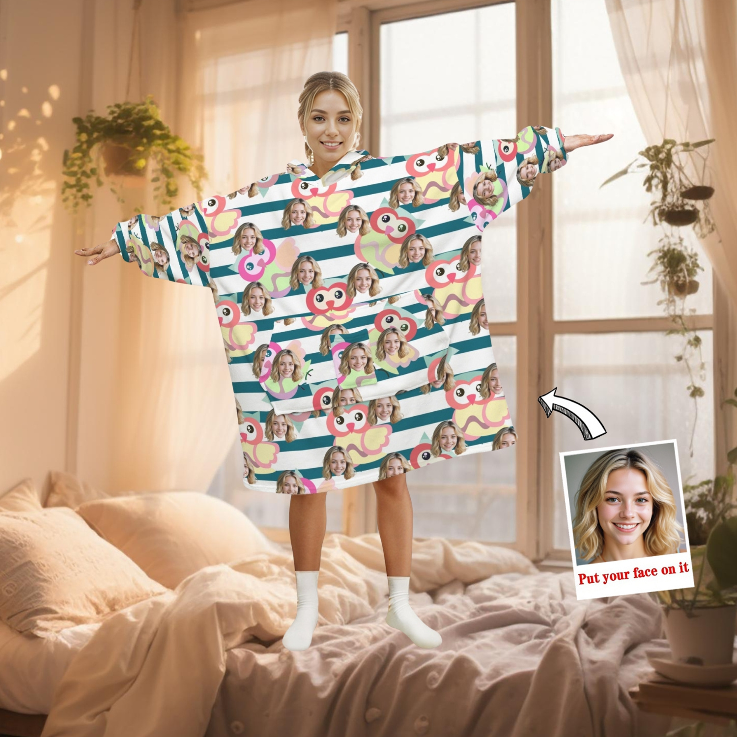 Fawn deken hoodie: herten gezellige draagbare deken, leuke unisex hoodie plaid - België