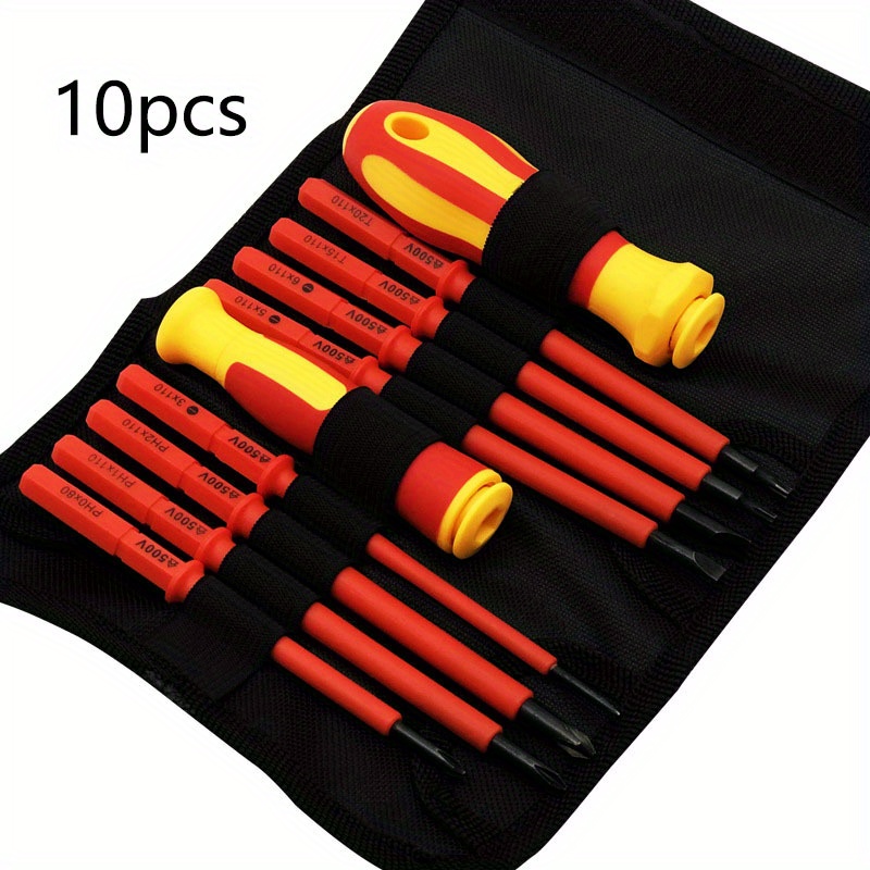 

10pcs Insulated Screwdriver Set Plum Blossom//straight Screwdriver For Home Decoration, Industrial Hand Tools, Screwdriver Set