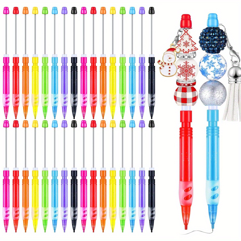 

32pcs Multicolor Beadable Mechanical Pencils Drawing Pencils For Diy Crafting Christmas Gift Beaded Pencils For Writing Drawing Sketching With Silicone Hand Guard School Office Supplies