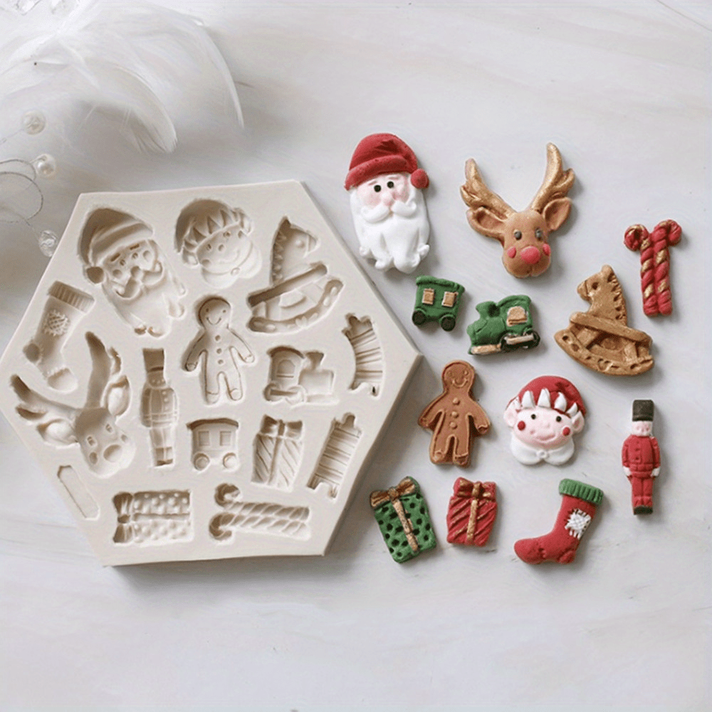 

Christmas Silicone Baking Molds - Diy Cake, Chocolate, Pudding, And Dessert Mold Set - Reusable, Kitchen Supplies For - Festive Snowman, Reindeer, Gingerbread Shapes