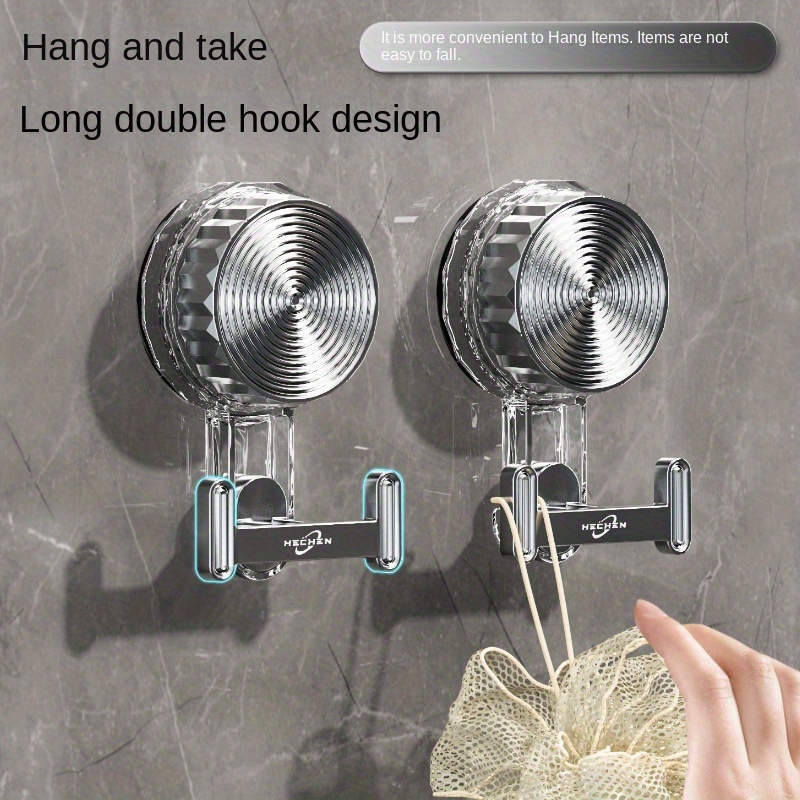 

Suction Cup Double Hook Bathroom Towel Holder - No Battery Required, No Fragrance, Suitable For Kitchen And Bathroom Use