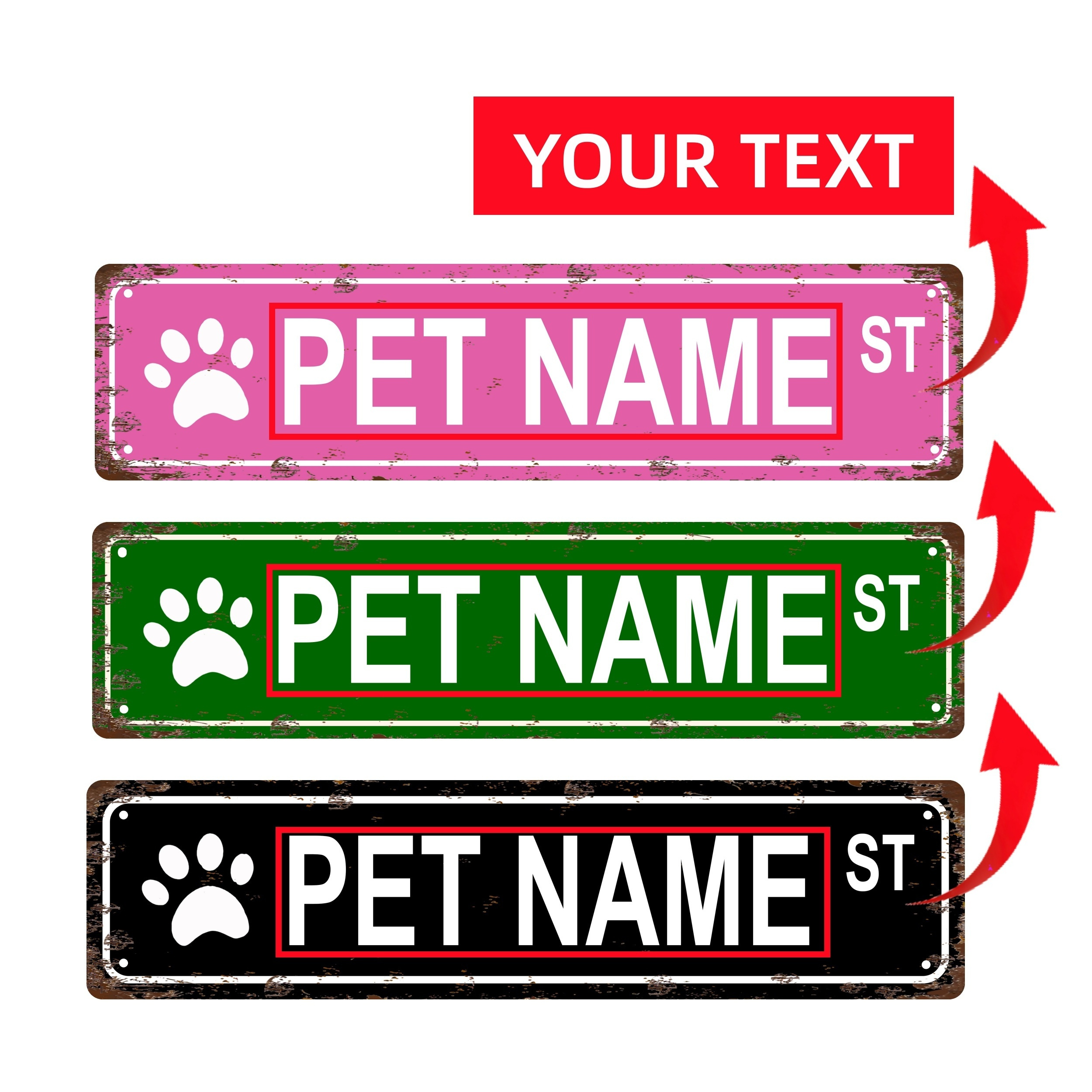 

Custom Pet Sign - Vintage Metal Tin With , Home, Bar, Cafe & Garage Decor, Wall Hanging, 16x4 Inches