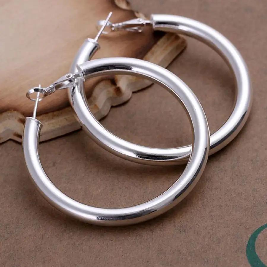 TEMU 1 Pair Of 925 Silver Plated Earrings Stylish Party Round Jewelry Ladies Wedding