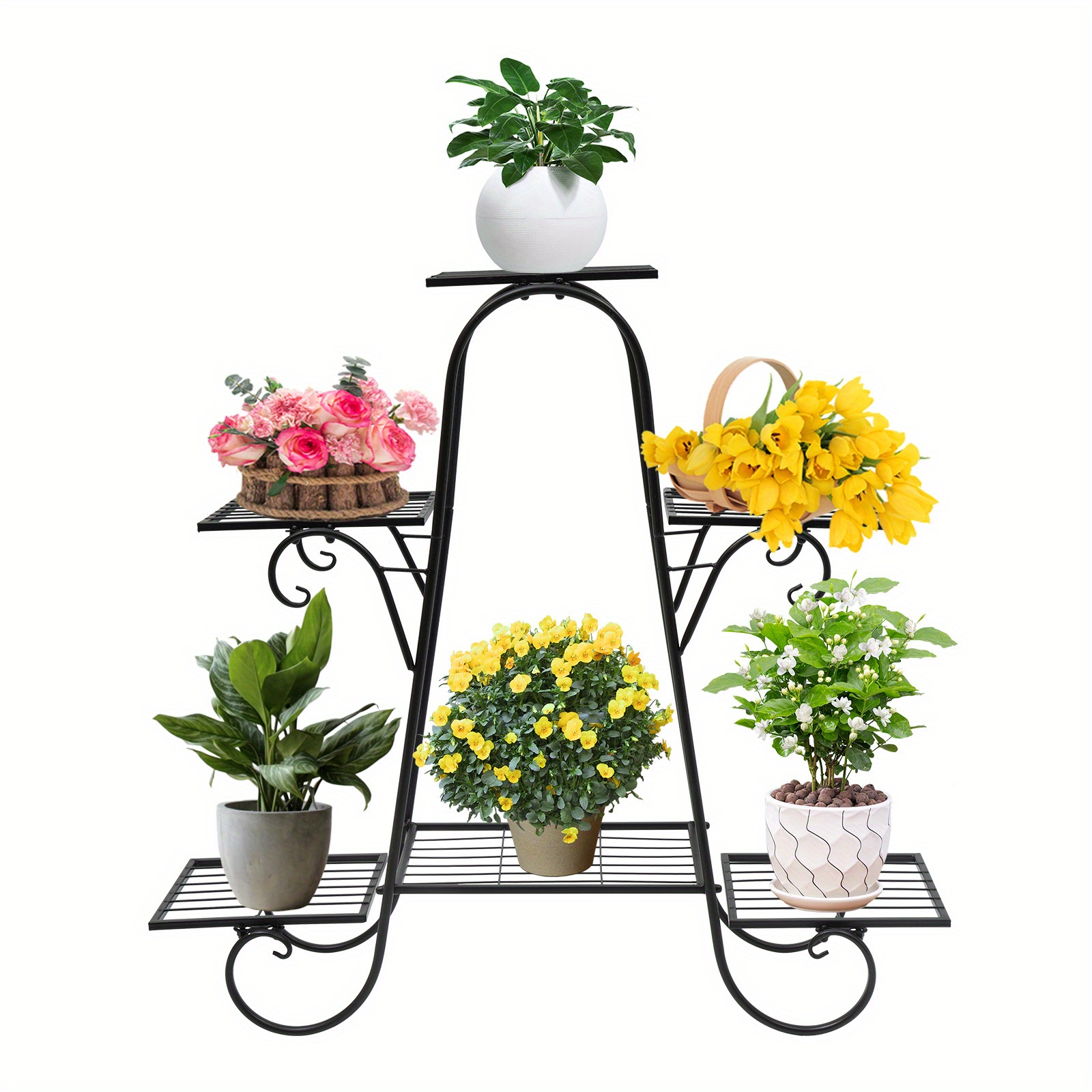 

Metal Plant Stand Square Flower Rack Versatile Indoor/outdoor Metal Plant Stand For Living Room, Bedroom, Balcony Durable Iron Art Shelf For Home Decor & Storage 74*21*72cm