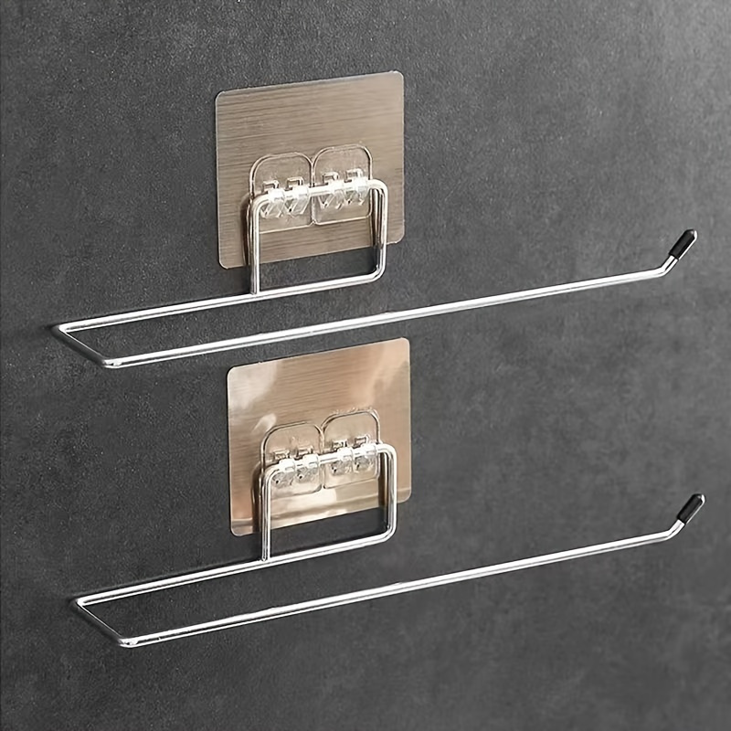 

1/2pcs Self-adhesive Paper Towel Holder - Wall Mount Stainless Steel Roll Organizer For Kitchen & Bathroom, Installation, Material