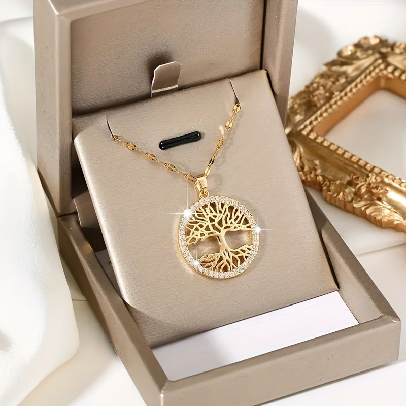 

Elegant Golden- Tree Of Life Pendant Necklace - Chic Style, Weddings, Banquets & Casual Attire - Ideal Anniversary Gift For Women