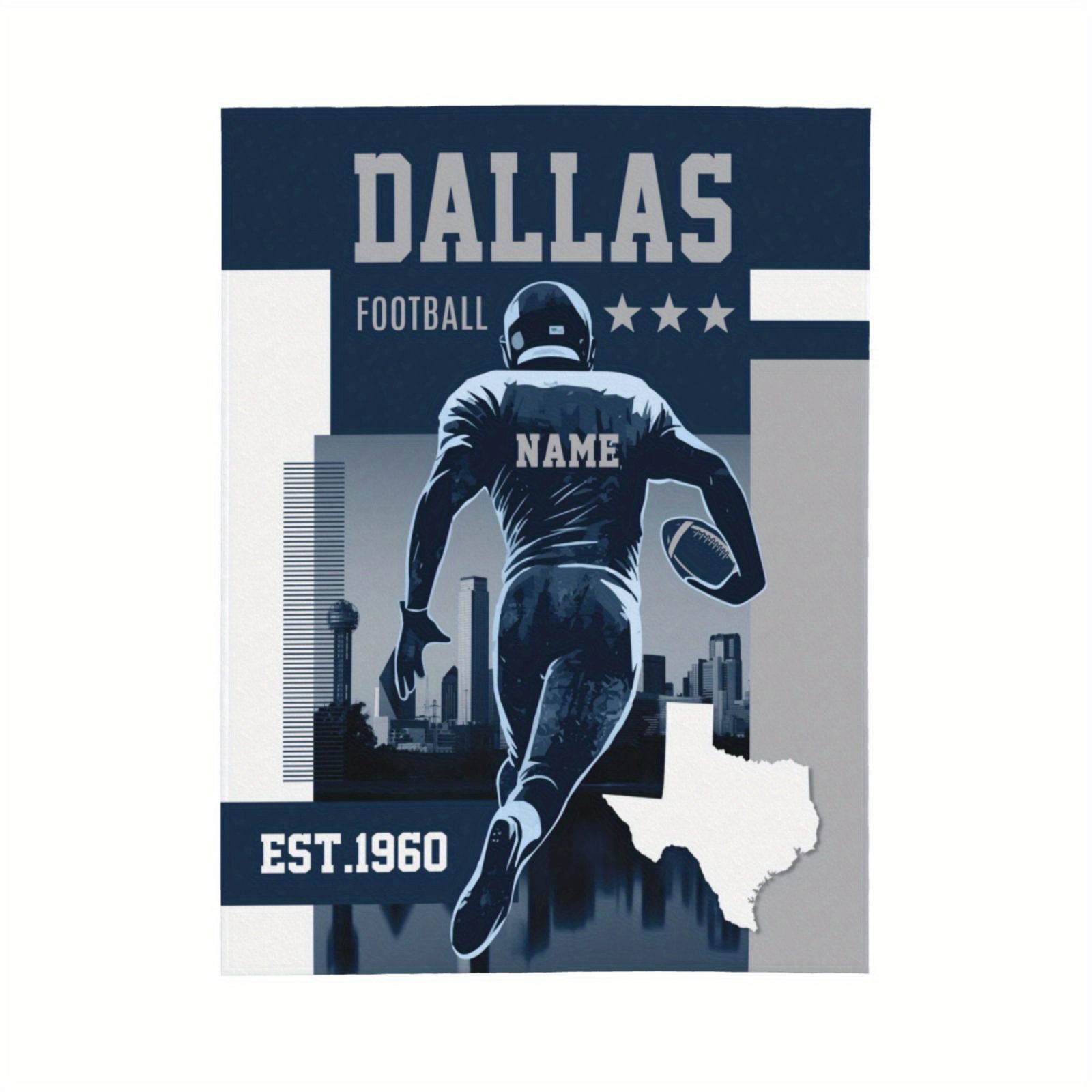 

Custom Dallas Football Fan Personalized Throw Blanket - Lightweight, Plush & Warm For All