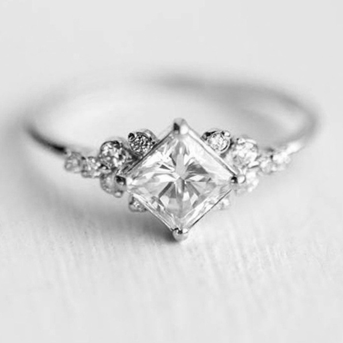 Geometric Ring with Synthetic Gemstones for Women