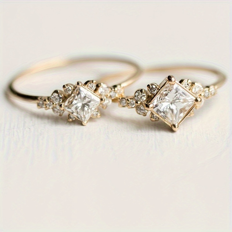 Geometric Ring with Synthetic Gemstones for Women