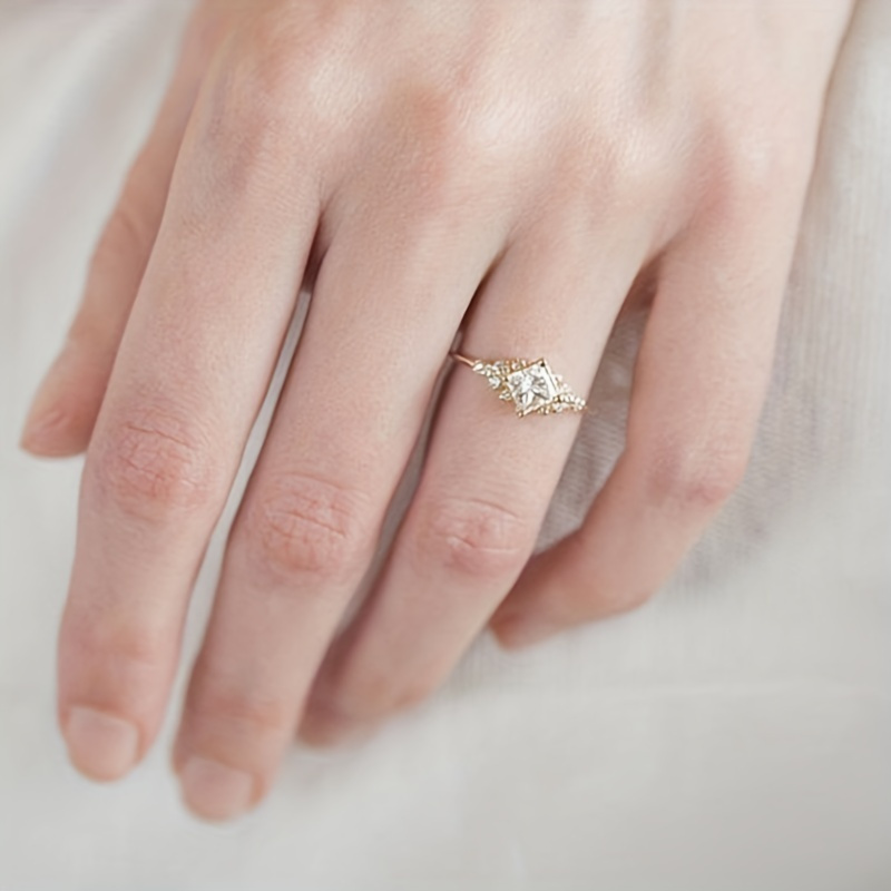 Geometric Ring with Synthetic Gemstones for Women