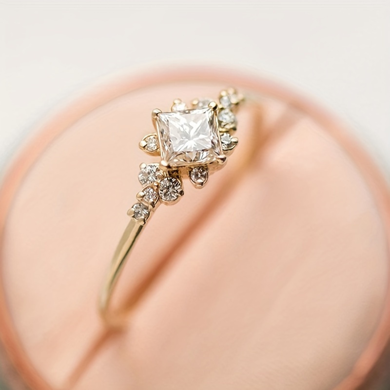 Geometric Ring with Synthetic Gemstones for Women