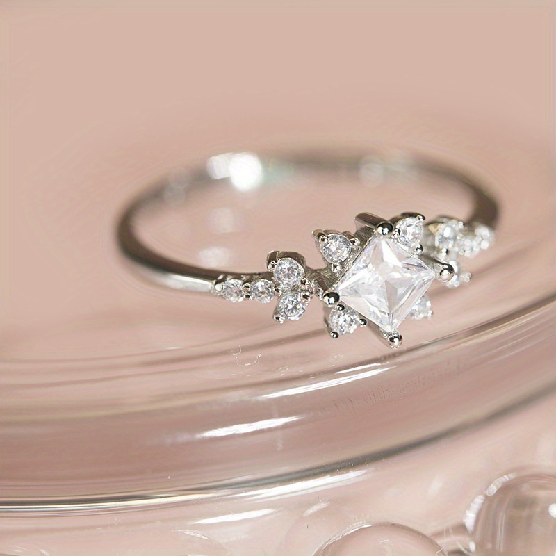 Geometric Ring with Synthetic Gemstones for Women