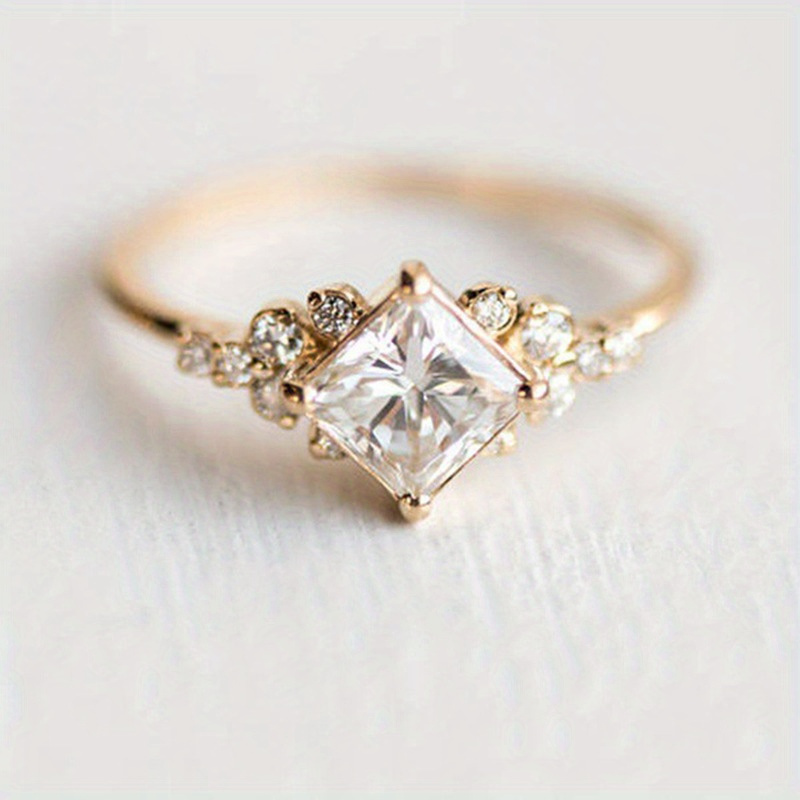 Geometric Ring with Synthetic Gemstones for Women