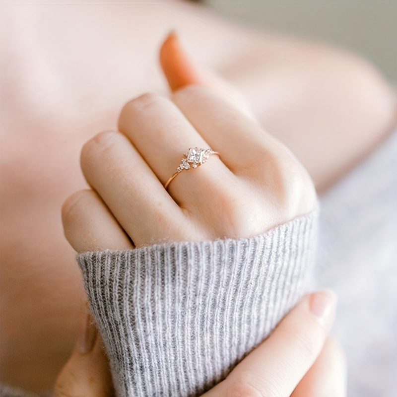 Geometric Ring with Synthetic Gemstones for Women