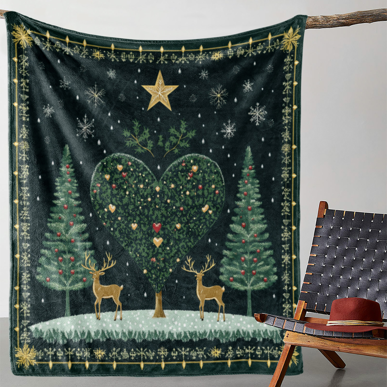 

Couverture de Noël Vintage Confortable - Jeté en Flanelle avec Motif Arbre, Cœur & - pour Canapé, Lit, Voiture, Bureau et Camping - Cadeau Toutes , Imprimé Étoiles, Voyage