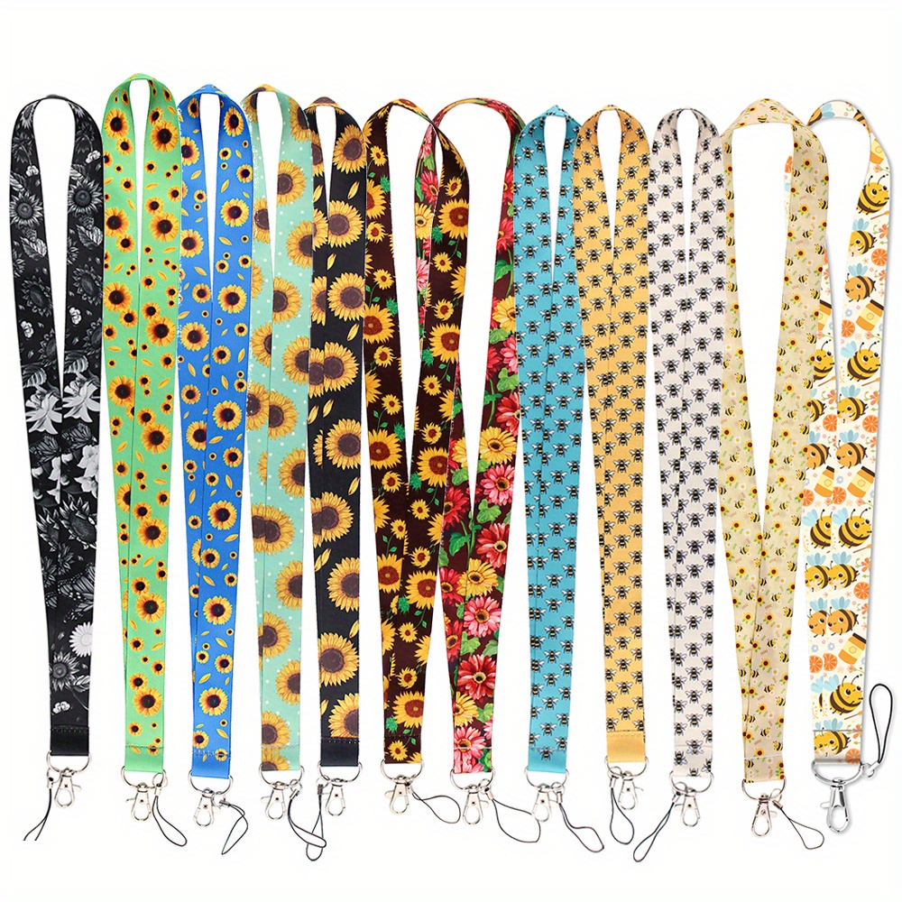 10pcs set bee sunflower fashion lanyards detachable neck straps for keys id badges credit cards phone charms 0