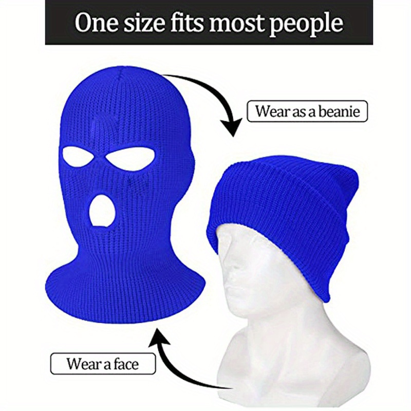 2pcs Embroidered 3-Hole Balaclava - Soft, Warm Knit Face Mask for Winter Sports & Outdoor Activities, Stretchy Acrylic Fabric details 6