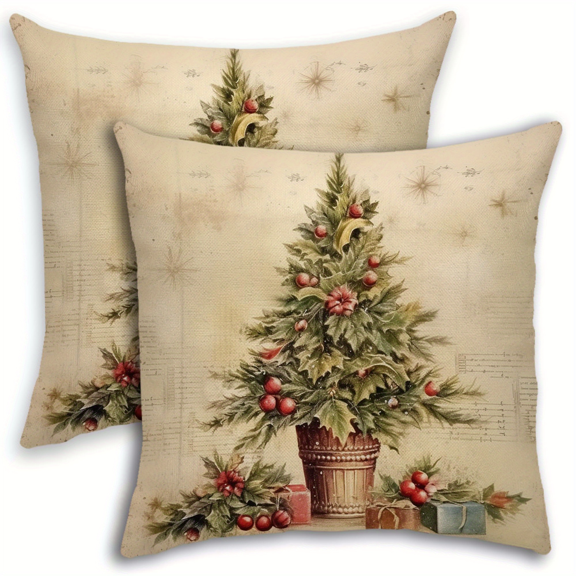 

Christmas Tree Set Of 2, 18x18 , , , Mixed , Polyester, , Printed For Decor, And Decorations - No