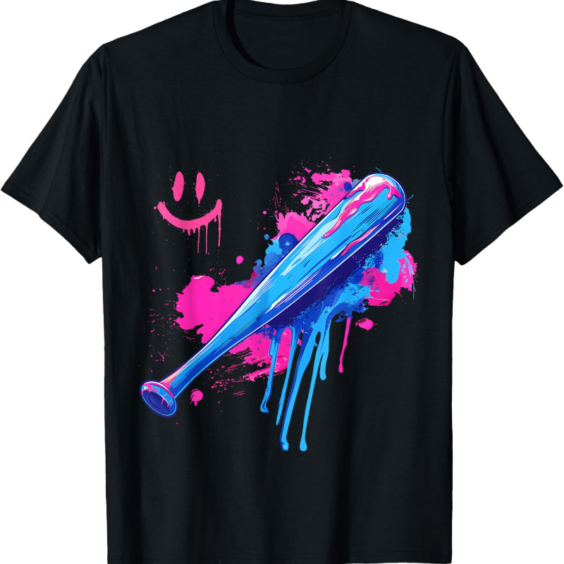 

Baseball Bat With Sprinkles Drip For Men Boys T-shirt For Kids, Soft Fabric, Breathable, Comfortable Short Sleeve Tees Perfect For Summer, Toddlers Birthday To Kids Clothes