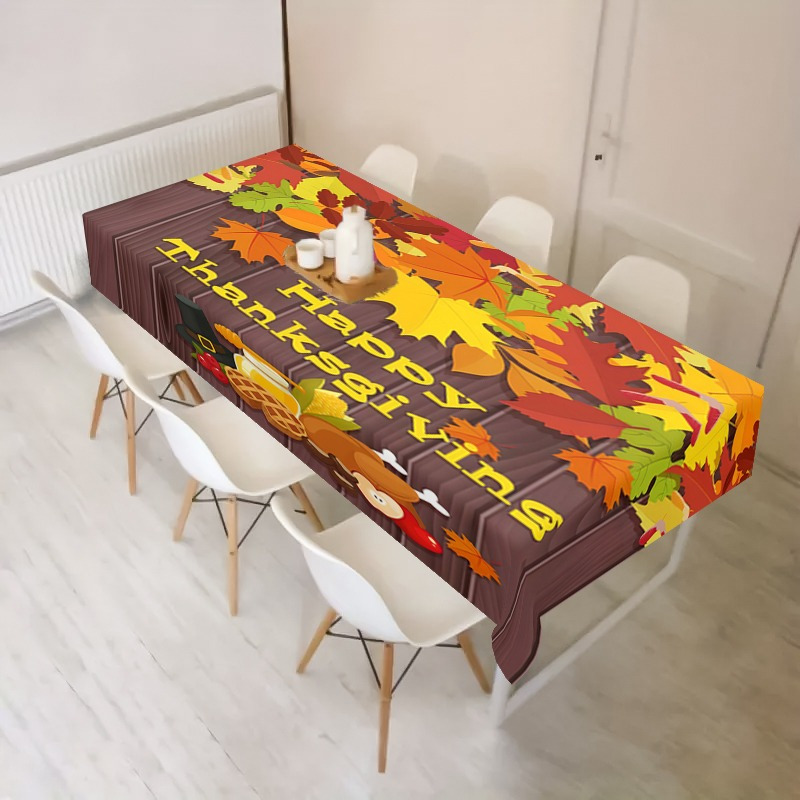 

Autumn Harvest Thanksgiving Polyester Tablecloth, 1pc, Waterproof Anti-wrinkle Machine Made Woven Table Cover With Maple Leaf Print, Ideal For Home Kitchen, Holiday Party, Restaurant Decor