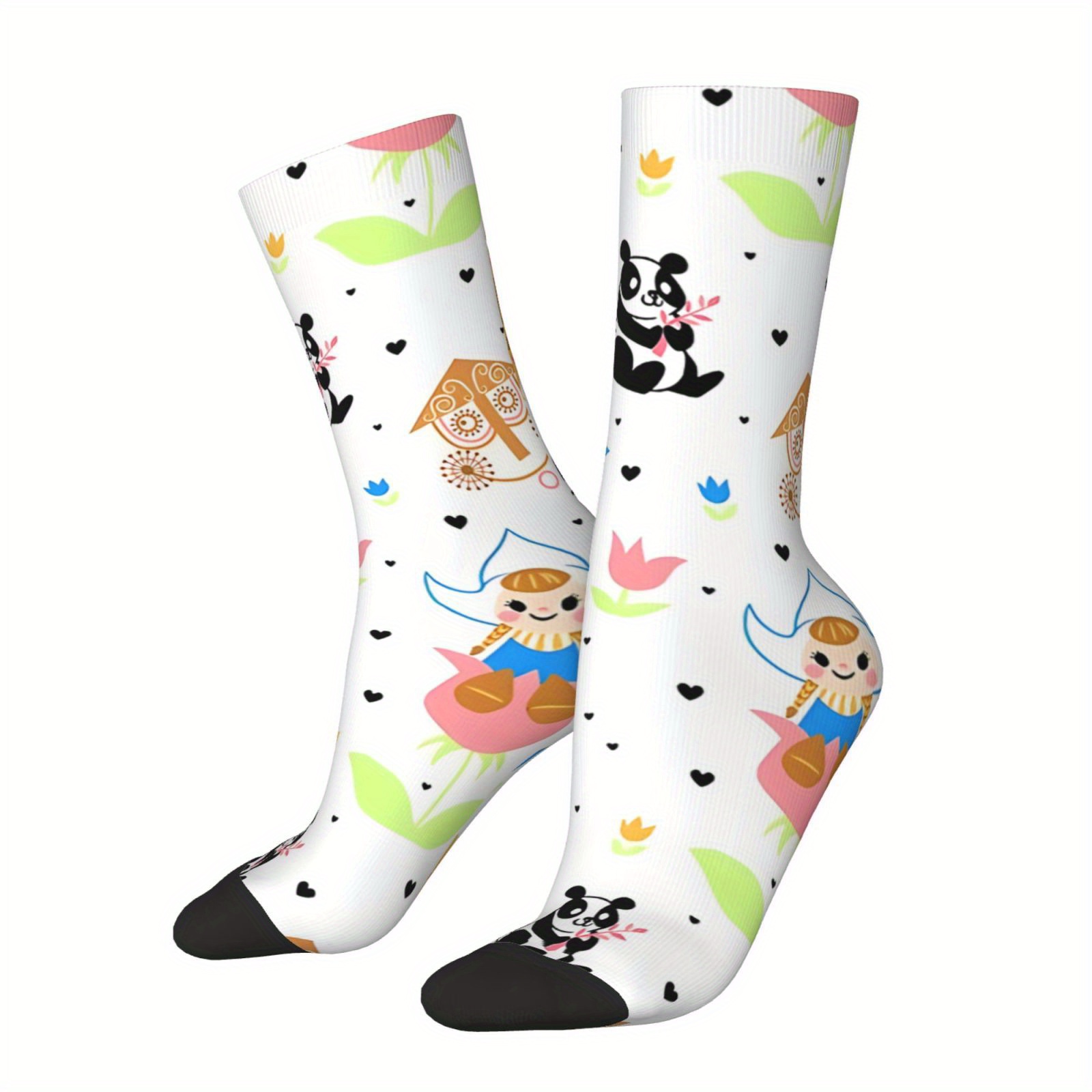 

1 Pair Novelty Crew Socks For Men - Polyester Knit Fabric With 95% Polyester & 5% Elastane, A Design, Crazy Hip Hop Vintage Quality Printed Pattern, Care : Machine Washable Or Professional - Idea