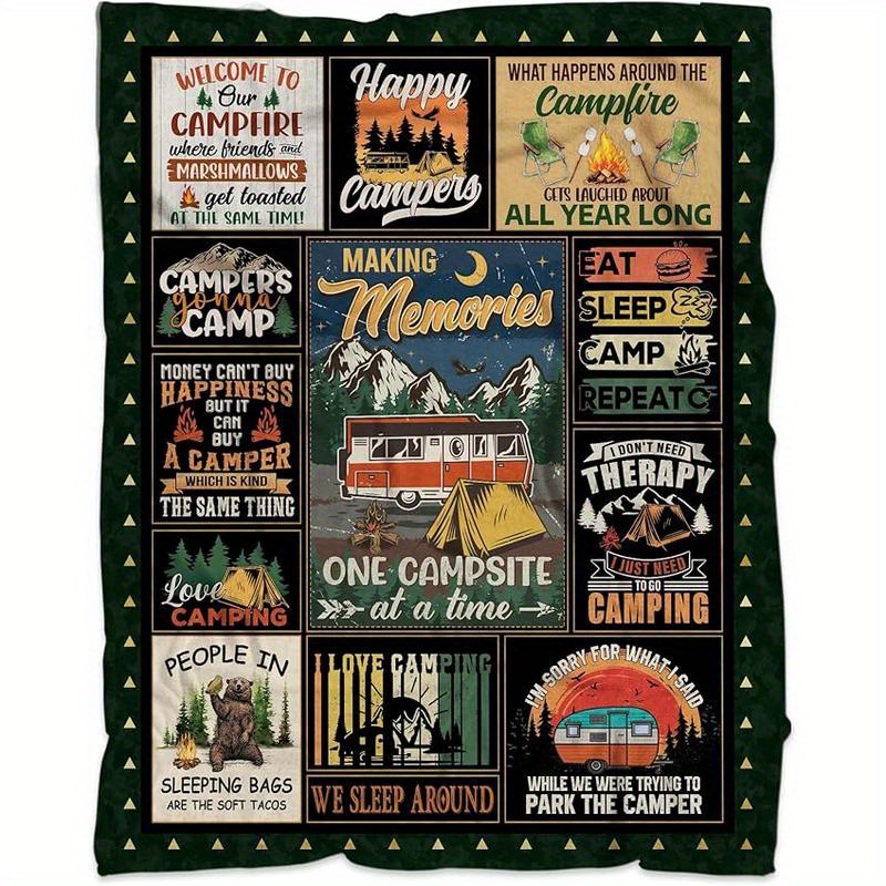 

Camping Blanket For Men Women, Camping Accessories, Campers , , Throws Fleece Blankets For Camper Bed Sofa