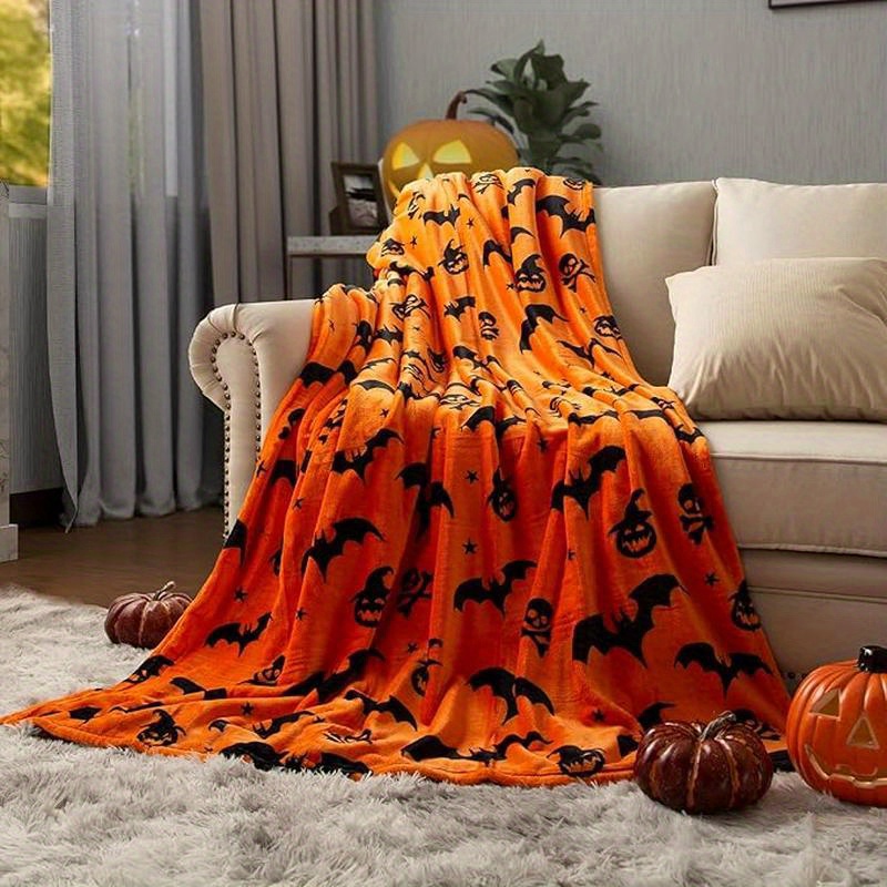 

Blanket Reversible Pumpkin Print Fleece Throw Blanket, Super Soft Warm Cozy Fall Blanket For Couch Sofa Bed, Harvest Gifts And Home Decor