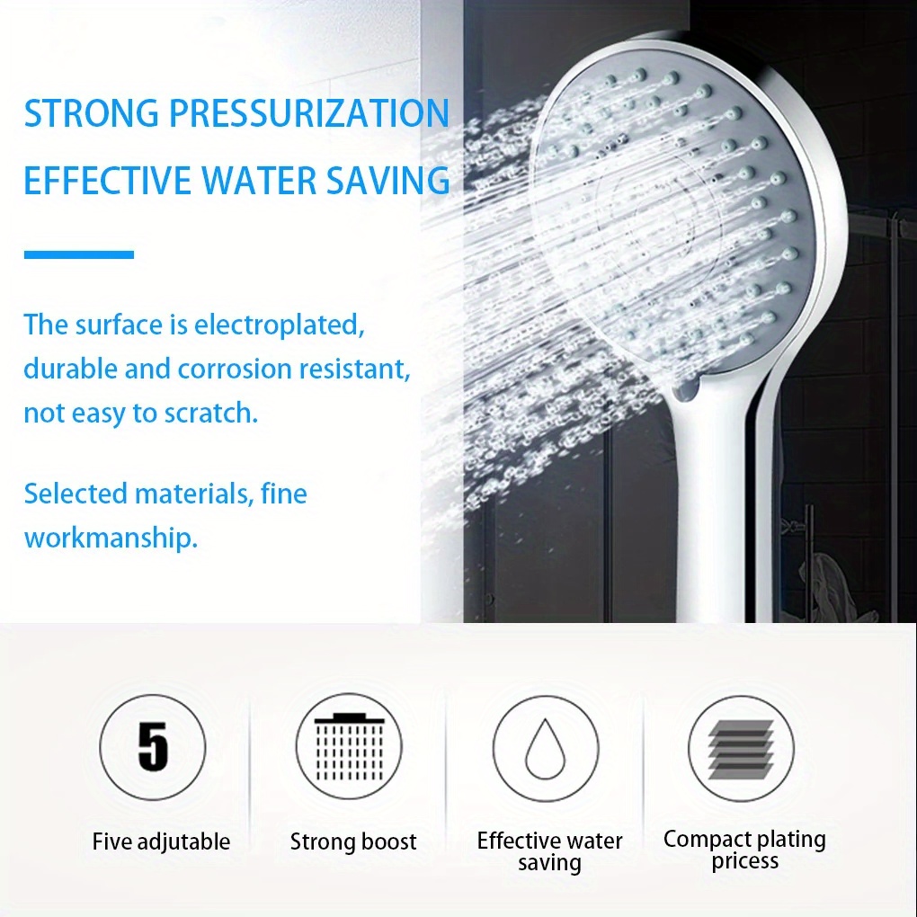 High-Pressure Handheld Spa Shower with 5 Modes