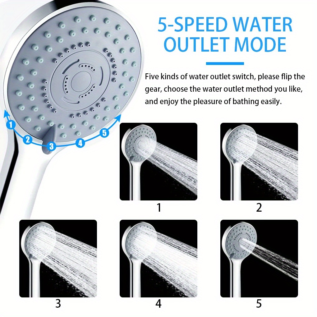 High-Pressure Handheld Spa Shower with 5 Modes
