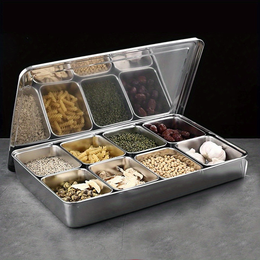 

8 Aluminum Alloy Box Container Spoon And Lid, For Spices, , , Dry And , Removable