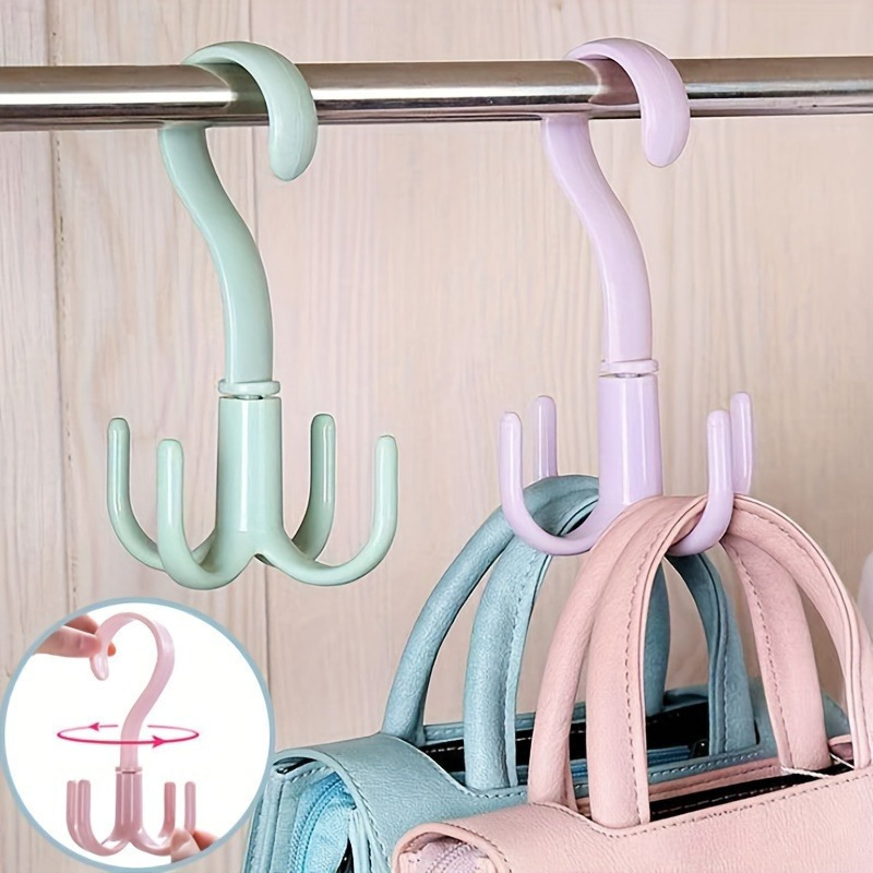 

1pc 360-degree Rotatable Four-claw Hook, Multi-functional Hanging Bag And Tie Hanger, Wall-mounted Fashion Style Hook For And Tie Drying