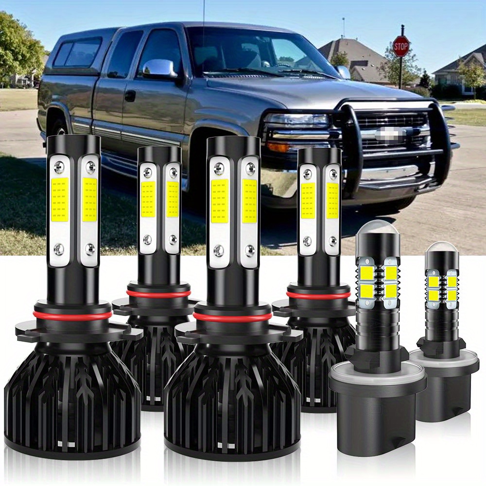 

For Gmc sierra 1500 1999 2000 2001 2002 6x Bulbs Kit 9005 9006 880 Led Headlight High Low Beam + Fog Light Bulbs Super Lamps 6500k 4000lm Free