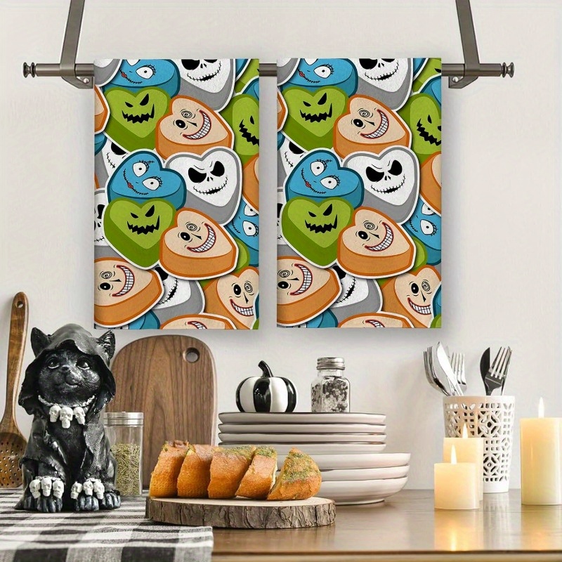 

2-pack Before Christmas Kitchen Towels, 18x26 Inch, Super Polyester, Unscented, Halloween Gothic Decor, Ideal For Home, Kitchen, Dining Room, Party Drying Towels