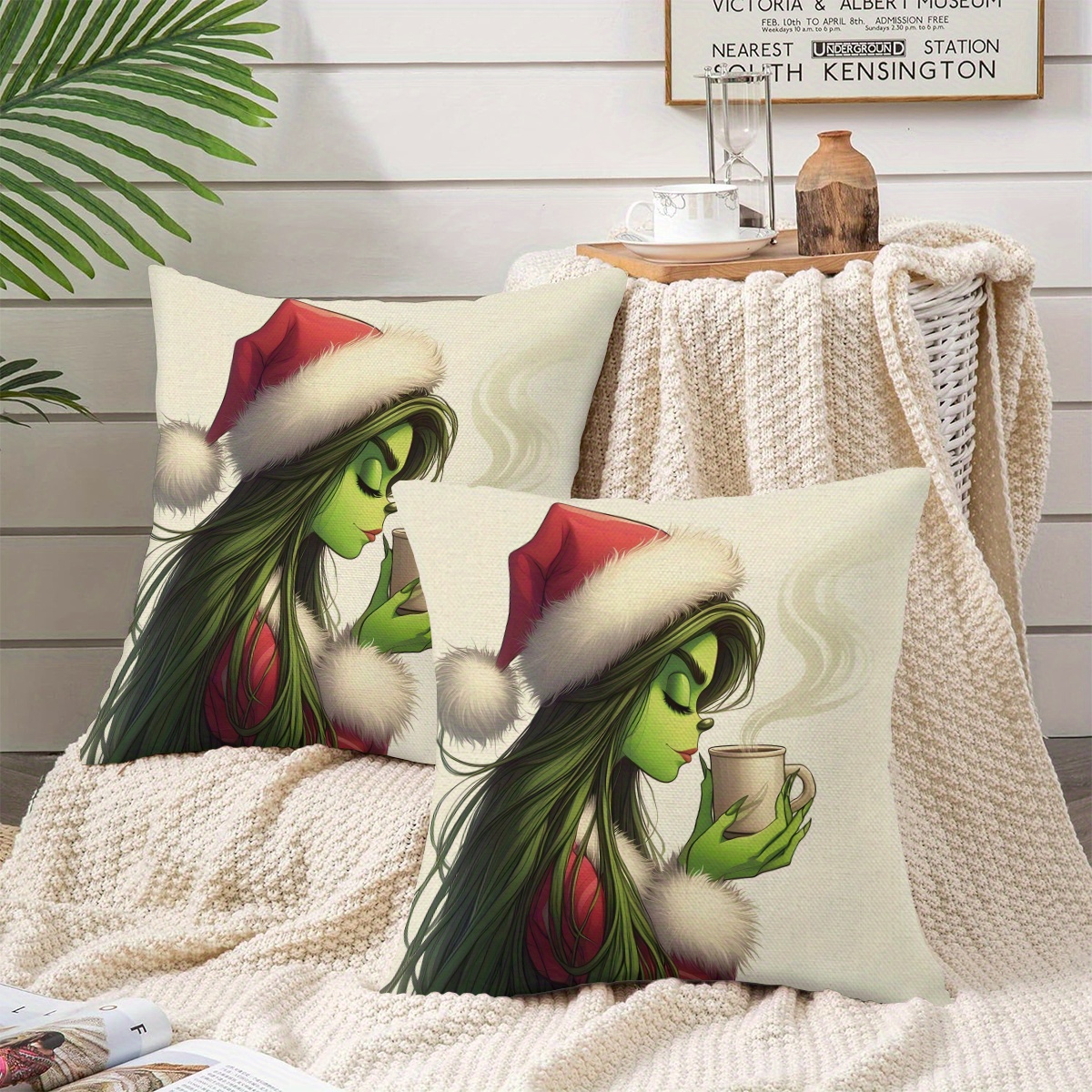 

Christmas Pillowcase - For Sofa And Bedroom Decor, Zip , ( Not Included)