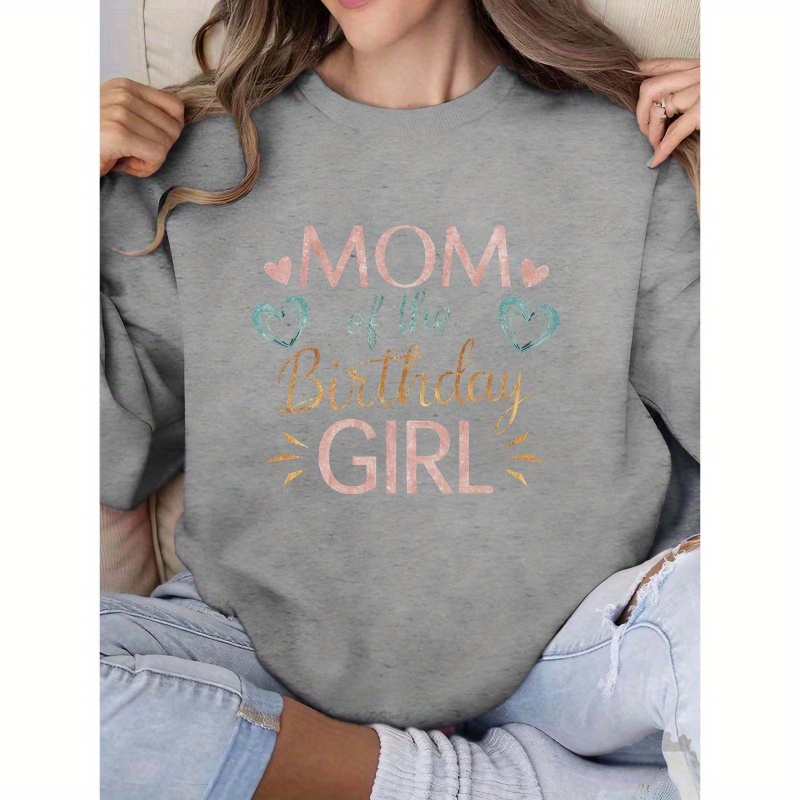 

Birthday Graphic Sweatshirt - Crew Neck, Casual Polyester For Fall & Spring, Women'