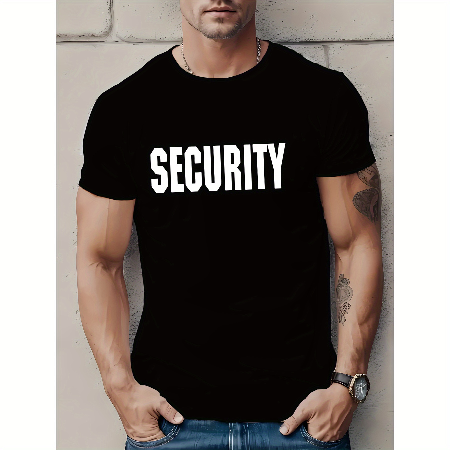 

Security" Graphic Men's T-shirt - Casual Crew Neck, Short Sleeve, Lightweight & Comfy For Summer