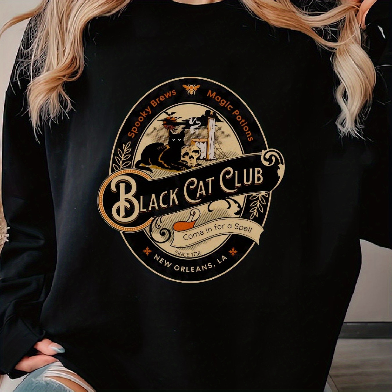 

Halloween Cat, Club Ing, Witchy Cat Halloween 's , Long Sleeve For