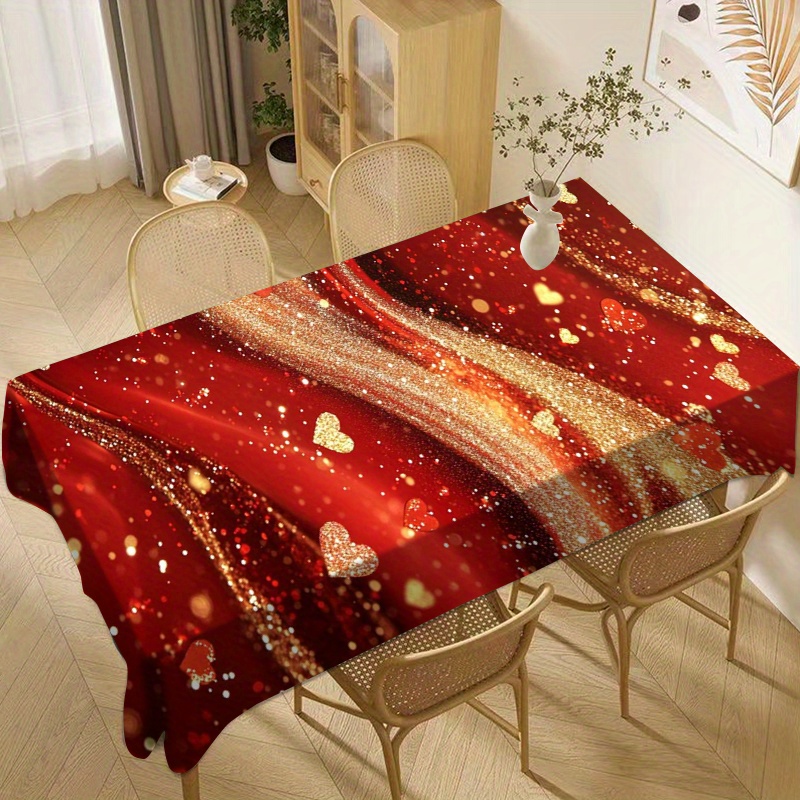 

Jit Decorative Polyester Tablecloth - Woven Square Festive Red With , Waterproof And Oil-proof For Home, Dining, Kitchen, Living Room, Parties, Holidays - Machine Made Fabric Cover