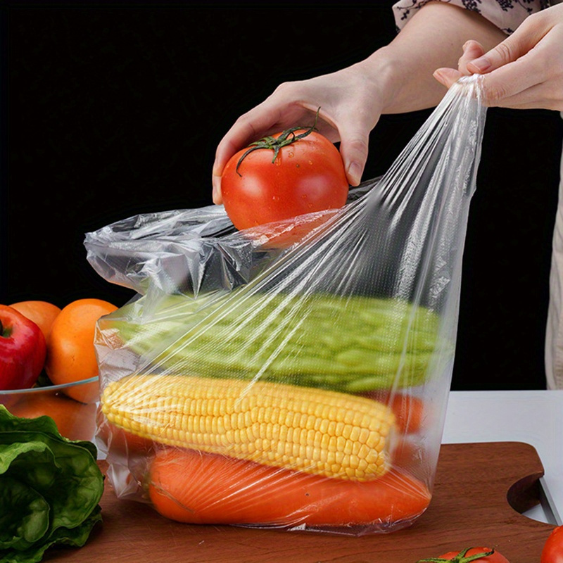 100pcs Large Transparent Disposable Food Storage Bags - Leakproof, Freezer-Safe for Supermarket & Convenience Store Use