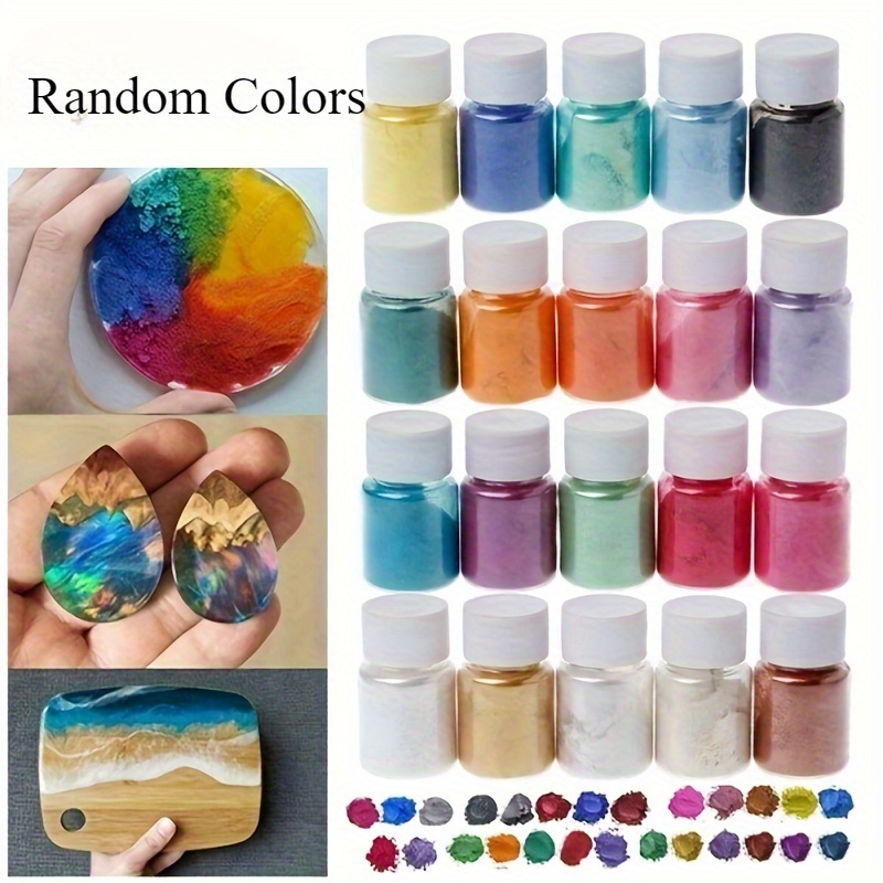 Image of 20pcs Vibrant Resin Epoxy Dye Pigment Powder Set -random Color Create Stunning Jewelry And Decorations With Mica Mineral Powder - Handmade Tool Kit For Epoxy Silicone Crafting