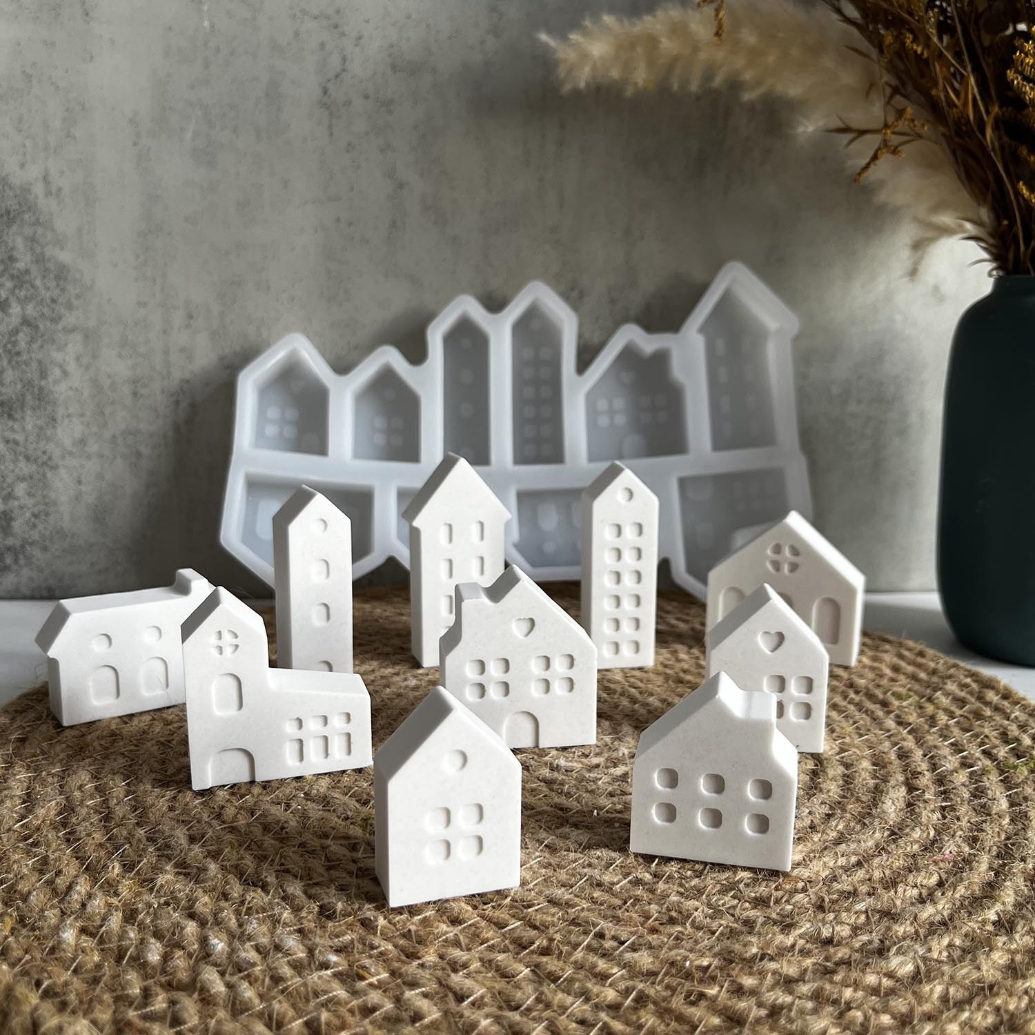 

10pcs House Silicone Mold Decoration Plaster Mold Drip Glue Mold