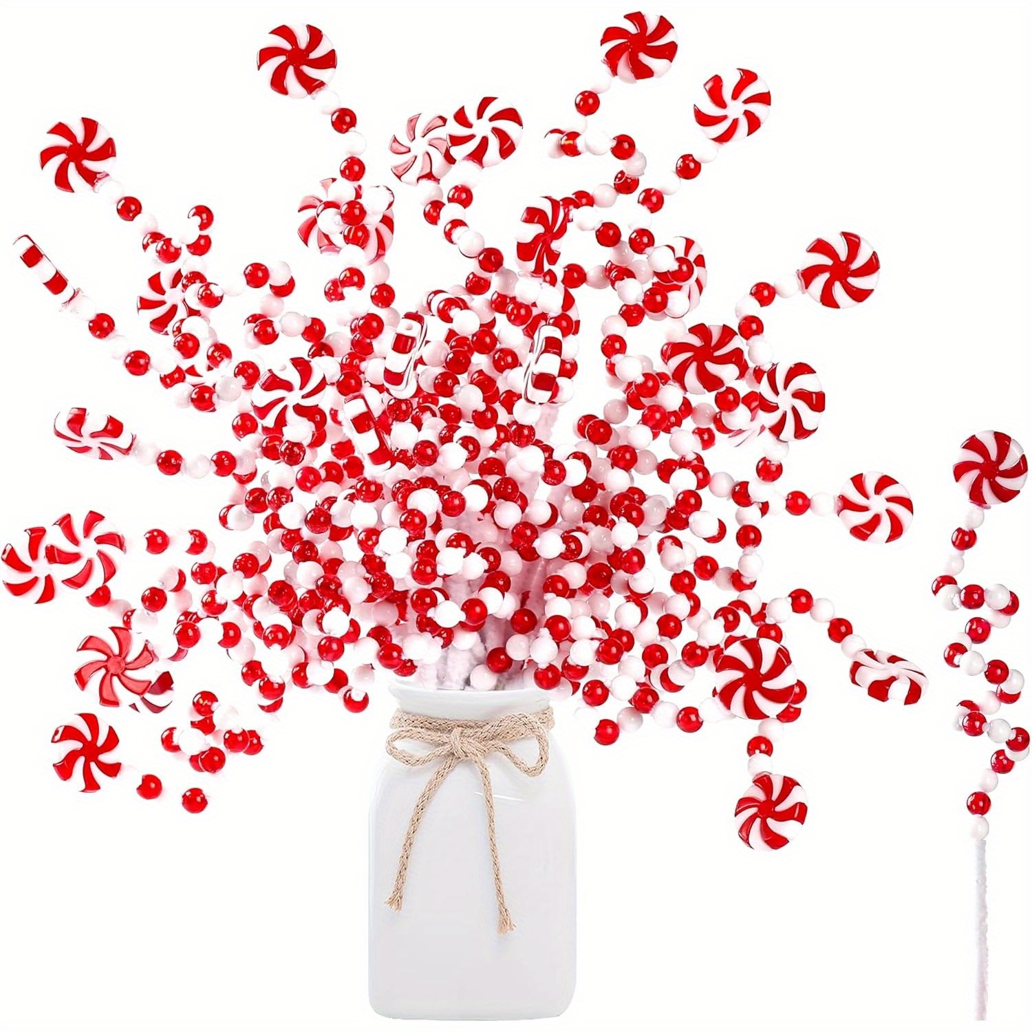 

12 Pcs Christmas Tree Picks, Curly Candy Cane Shape Decorations, For Holiday Arrangements, Wreaths, Vases, And Crafts – Plastic Décor, No Power Needed, Multi-holiday Compatible