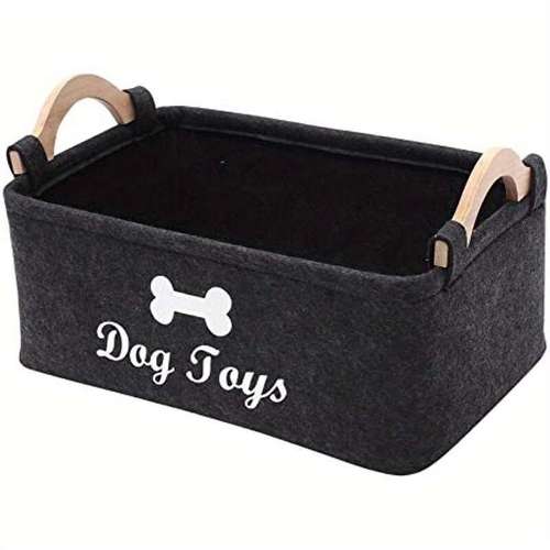 1pc vinyl felt dog toy storage basket pet toy organizer chest with handles no battery required
